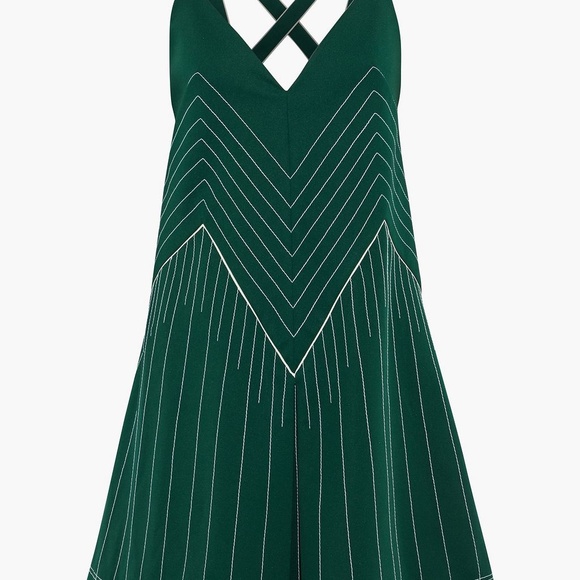 $2,890 Valentino Garavani Dark Green Pleated Stretch Ponte Dress Size 4 - Picture 2 of 10